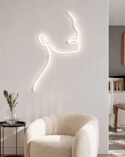 Rostro Minimalista Iluminado - Neón Decorativo de negocio de belleza